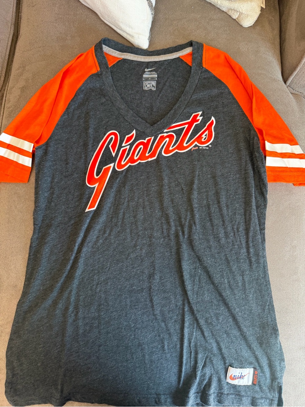Nike Kids Gray and Orange "Giants" Short-Sleeve Tee